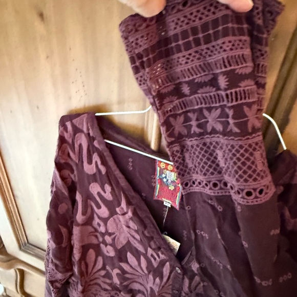Johnny Was Burgundy Embroidered Blouse - Picture 5 of 5